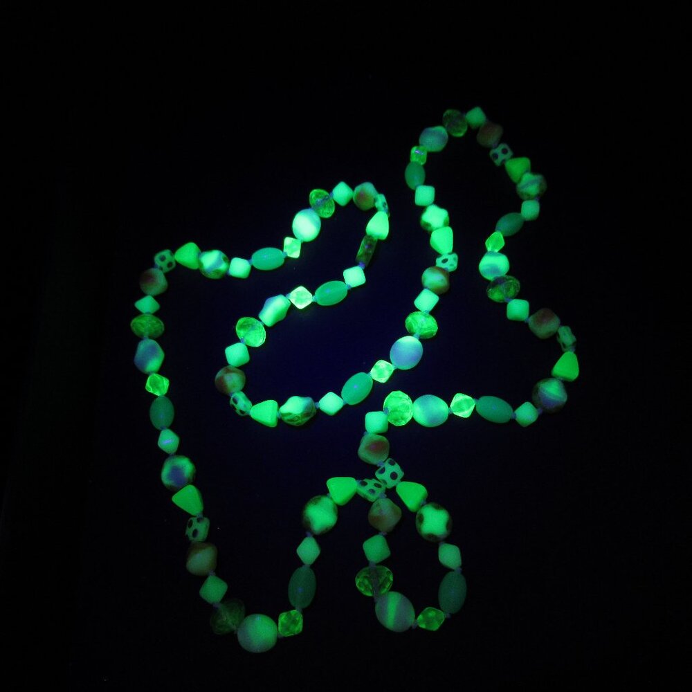 Uranium glass bead necklace